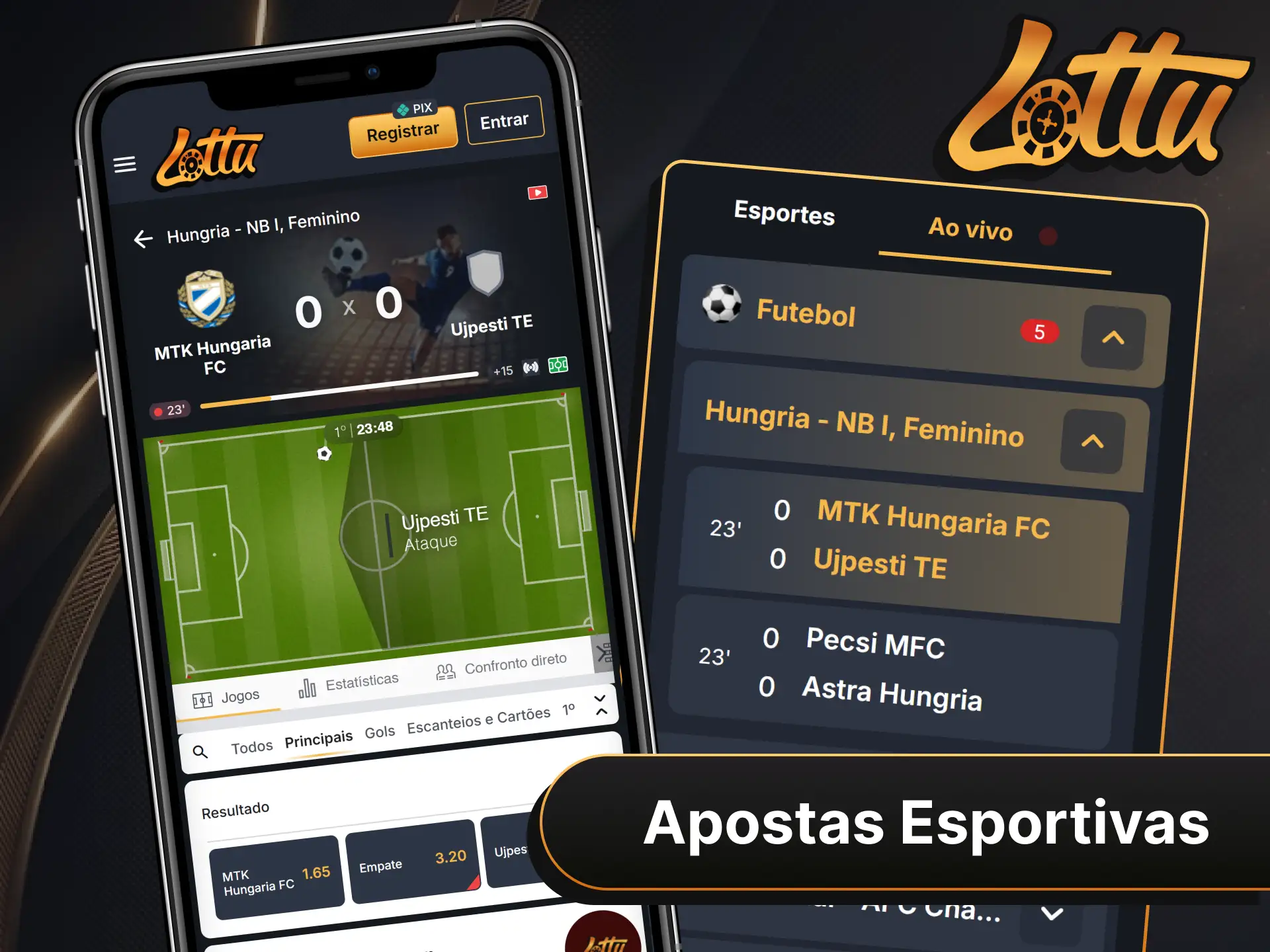 Faça suas apostas esportivas ao vivo no Lottu App Oficial.