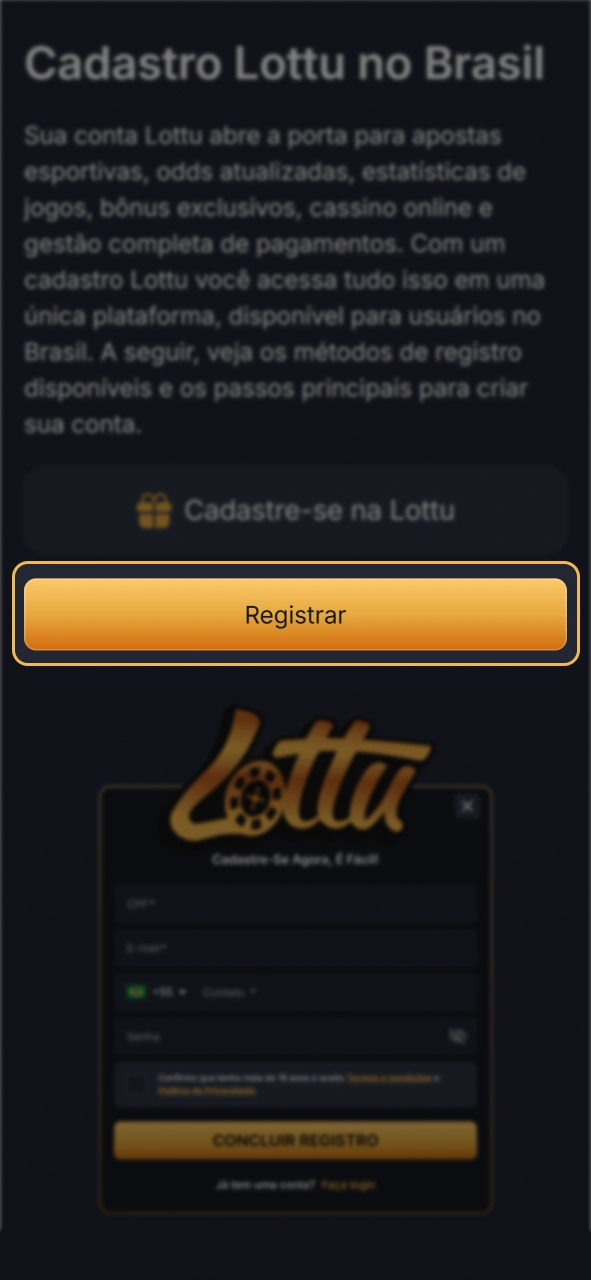 Abra o formulário de cadastro da Lottu clicando neste botão.