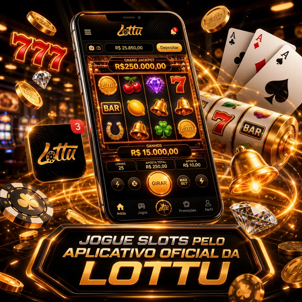 Aplicativo oficial da Lottu para jogar slots no celular, com mais de 2.000 títulos, bônus e modo demo