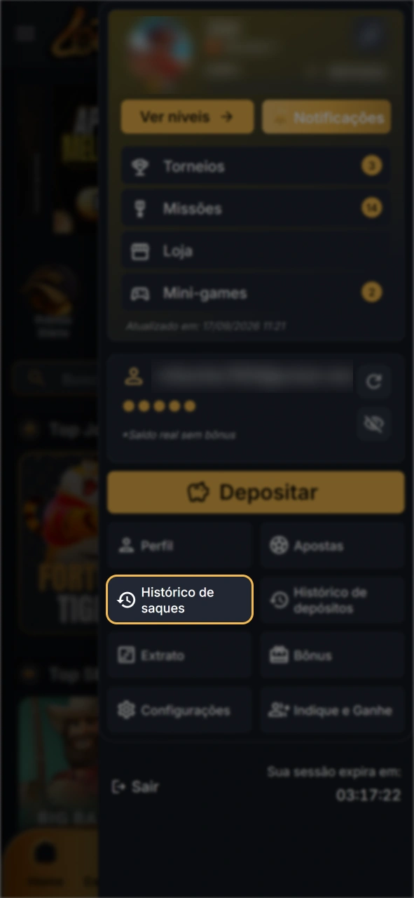 Verifique o histórico de saques na sua conta Lottu.
