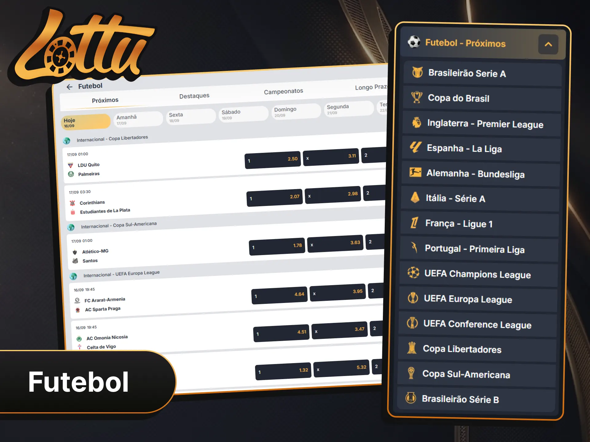 Aposte nos melhores campeonatos de futebol na Lottu e vibrar com cada gol.